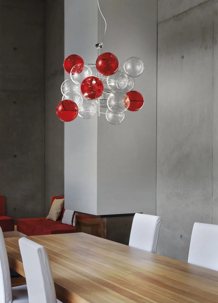 Sospensione 6 Luci - 255.160  collezione Atom MetaL Lux Rosso