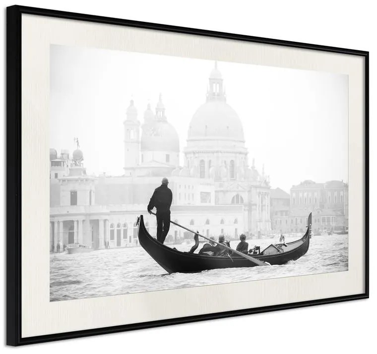 Poster Gondola a Venezia in Canal Grande  Cornice Quadri Cornice nera con pass-partout, Larghezza x Altezza Home decor 30x20