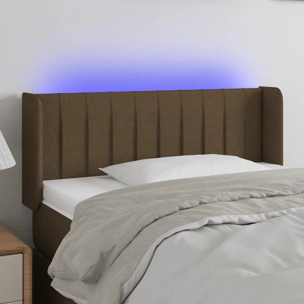 Testiera A Led Marrone Scuro 103x16x78/88 Cm İn Tessuto /