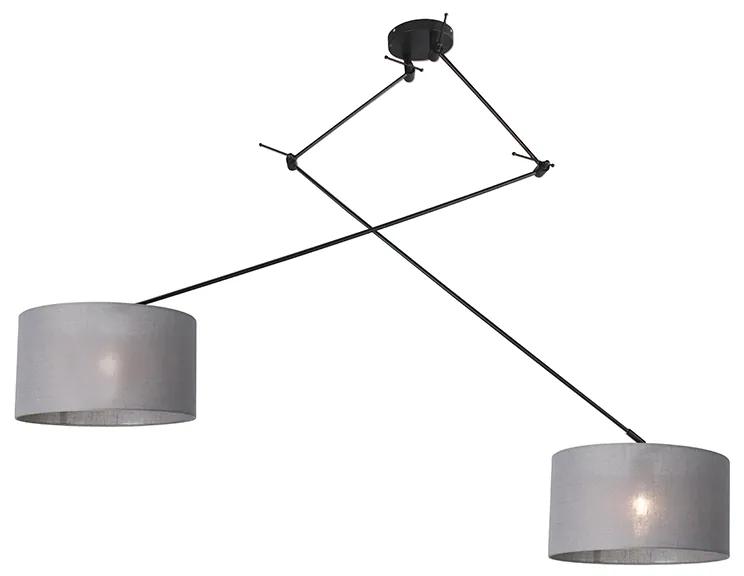 Lampada a sospensione nera con paralume 35 cm grigio regolabile - Blitz II