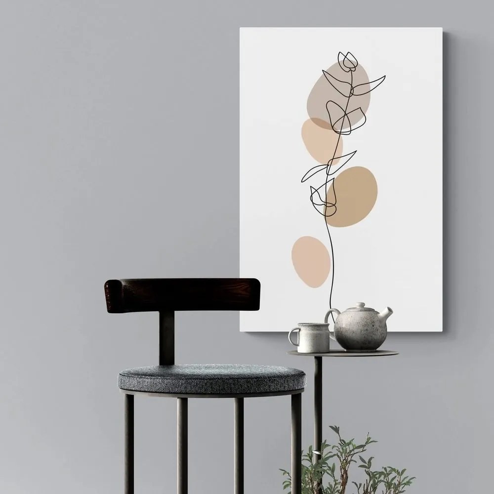 Stampa su tela – Foglia minimalista su sfondo bianco No4