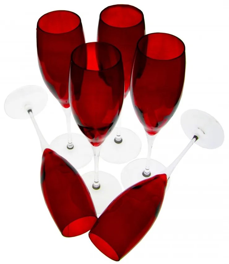 Royal Family - Set 6 Flute in vetro Rosso "Capri"