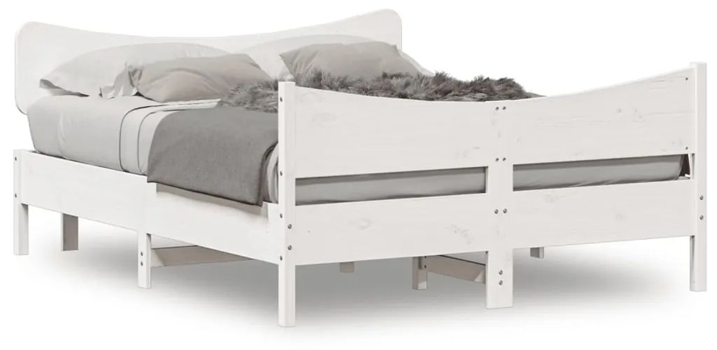 Letto Senza Materasso Bianco 135x190 Cm Legno Massello Di Pino /