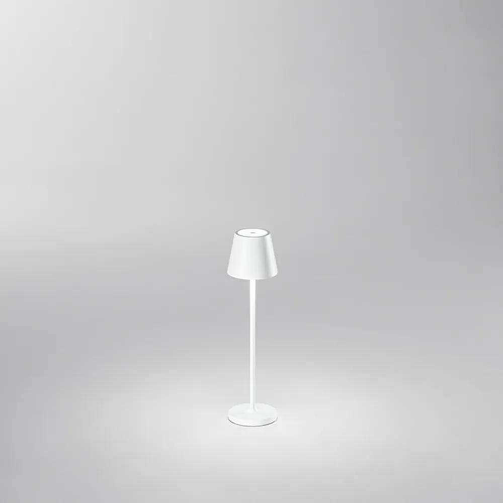 Lampada Tavolo Esterno Mini Diva Contemporanea Alluminio Bianco Led Luce Calda
