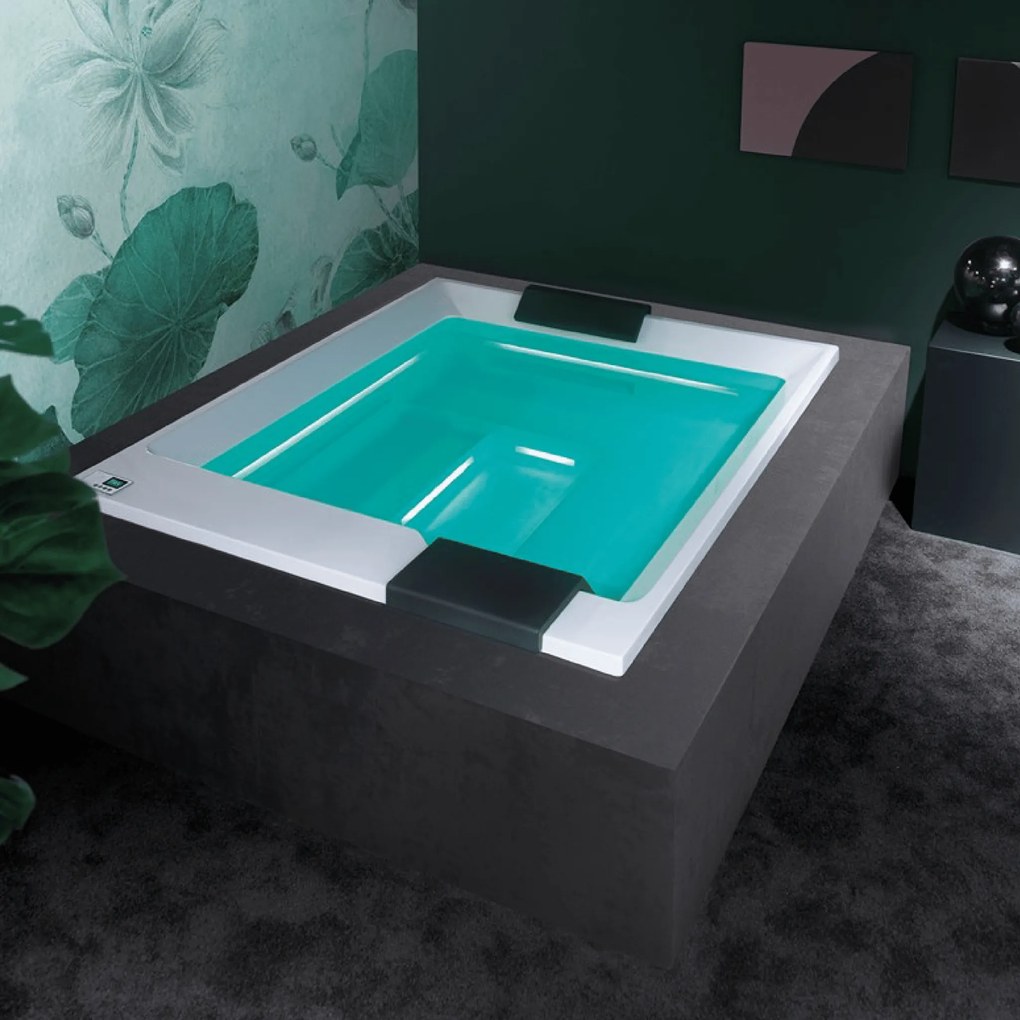 Mini Piscina Idromassaggio Angolare 200x160 Gruppo Tre S "Shadow Ghost Plus" Bianco Satinato/Nero Satinato