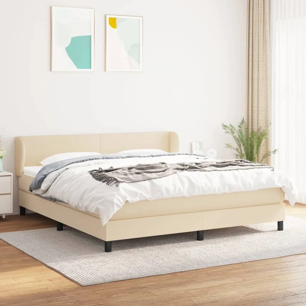 Giroletto A Molle Con Materasso Crema 160x200 Cm İn Tessuto /