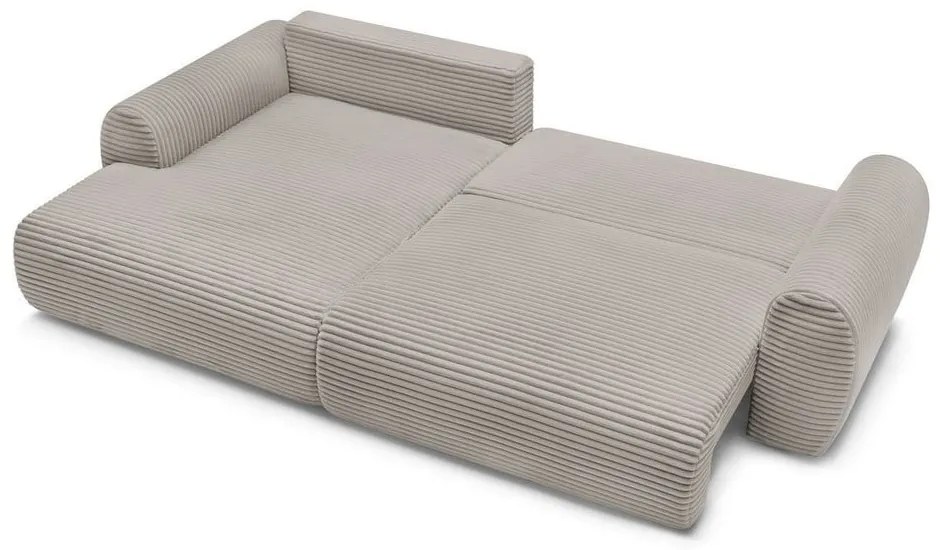 Divano angolare in grigio chiaro/beige allungabile (con penisola a sinistra) con rivestimento in velluto a coste Lucien – Bobochic Paris