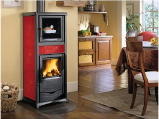 Stufa a legna Rossella Plus Evo 9,1 kW Bordeaux - La Nordica
