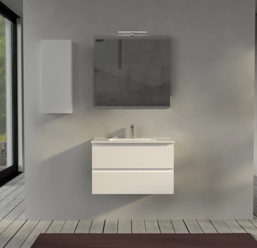 Mobile da bagno sospeso 80 cm Bianco opaco - Sofia