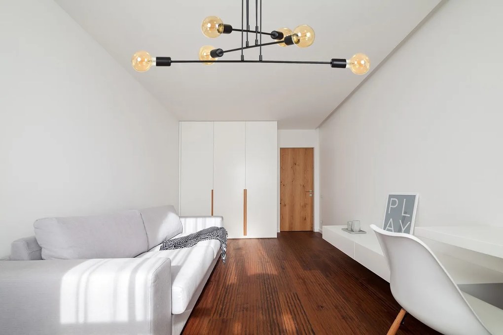 Lampadario a Sospensione in Acciaio 6xE27 MULTIPO 6 - Nero