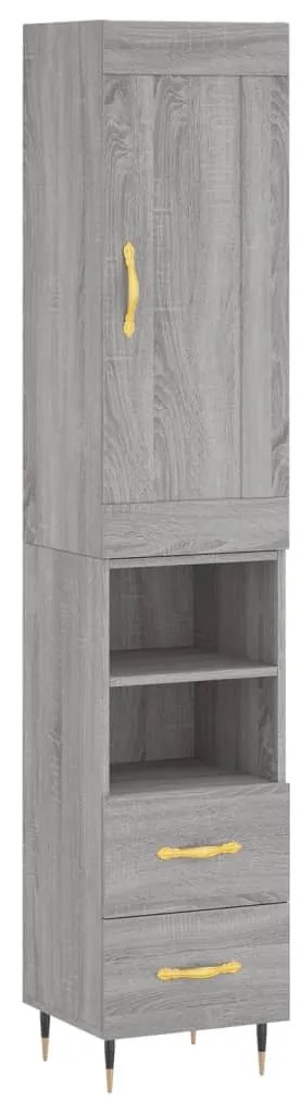 Credenza Grigio Sonoma 34,5x34x180 cm in Legno Multistrato