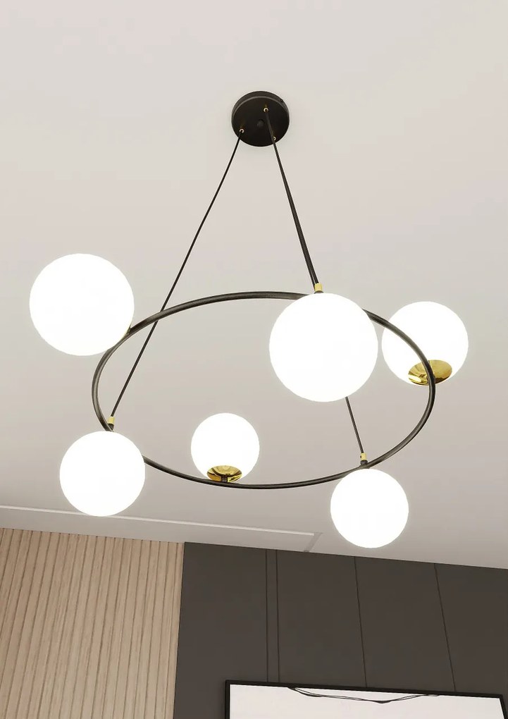 Lampadario a Sospensione AZURA 6 in Acciaio e Vetro 6xE14