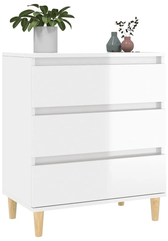 Credenza bianco lucido 60x35x70 cm in legno multistrato