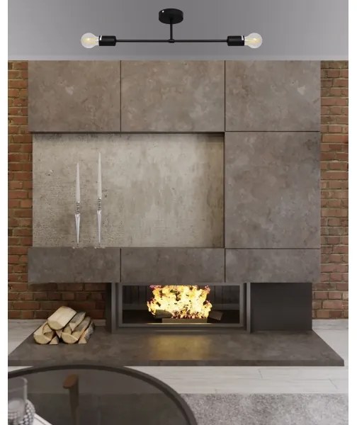 Lampadario a plafone CAMBRIDGE 2xE27/15W/230V nero