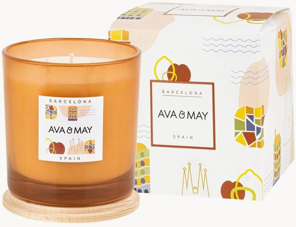 Candela profumata a tre stoppini fatta a mano Barcelona (lampone, gelsomino, zucchero candito)