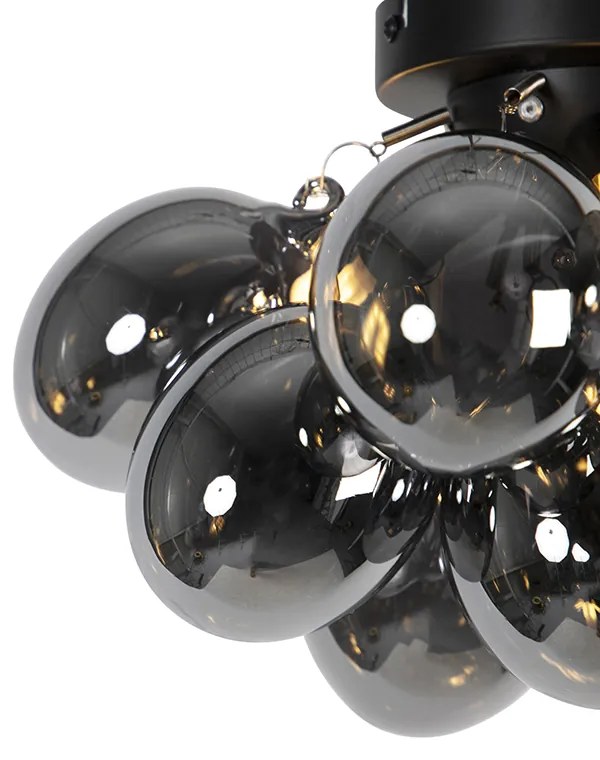 Plafoniera smart nera con vetro fumé 3 luci incluse 3 Wifi G9 - Uvas