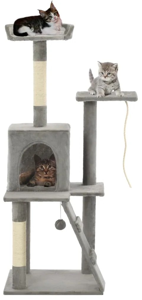 Albero Per Gatti Con Tiragraffi İn Sisal 120 Cm Grigio /