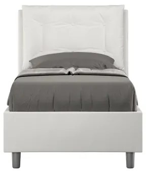 Letto singolo contenitore imbottito 80x200 similpelle bianco Annalisa
