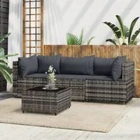 Set Divani da Giardino 4 pz con Cuscini in Polyrattan Grigio 319767