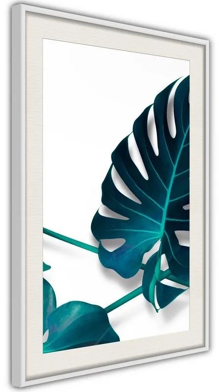 Poster  Turquoise Monstera I  Cornice Quadri Cornice d'oro con passe-partout, Larghezza x Altezza Home decor 30x45