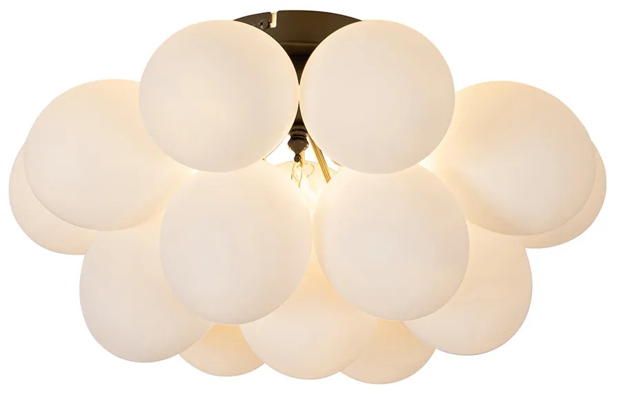 Plafoniera smart nera con vetro opale 4 luci incl. Zigbee G9 - Uvas