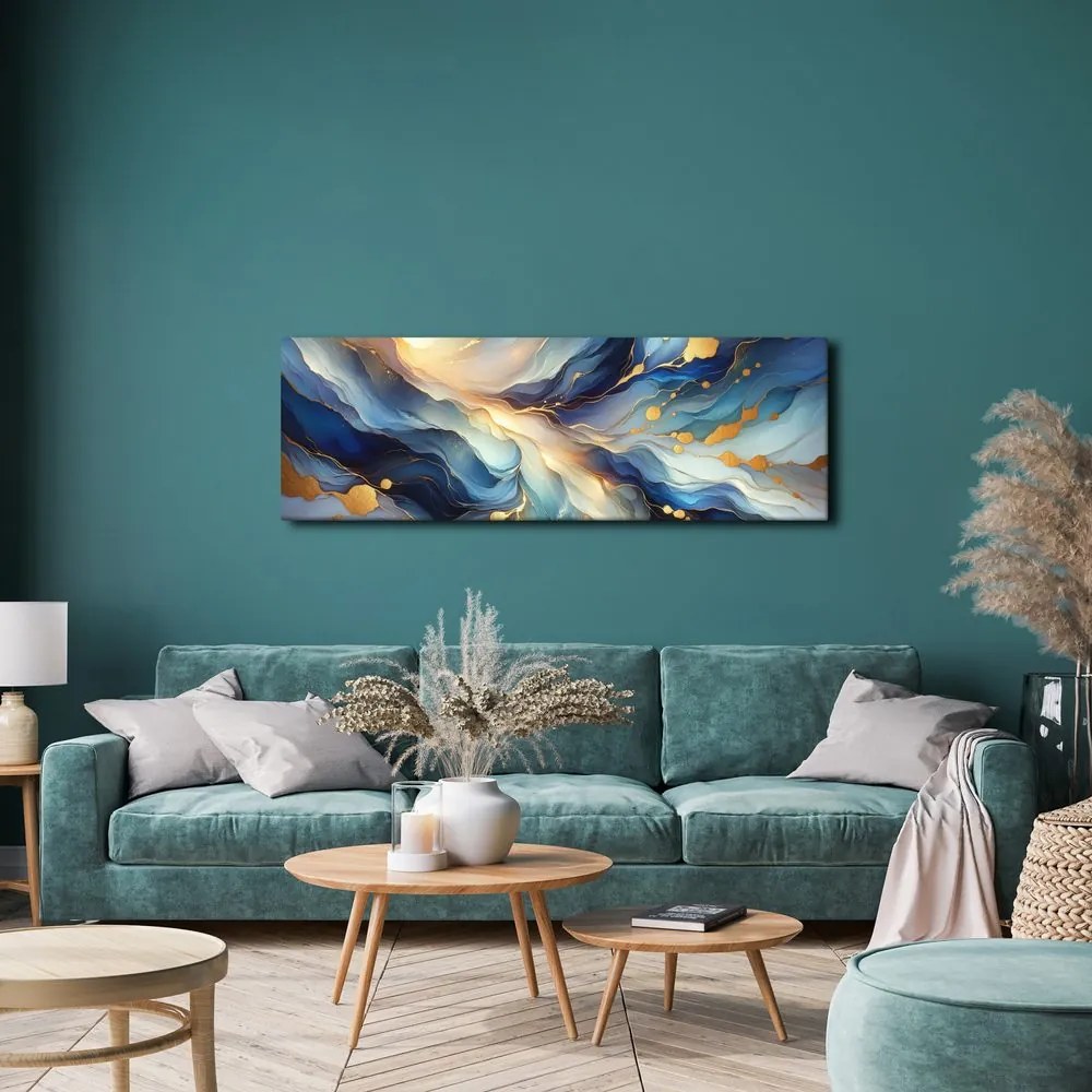 Quadro su tela – Flusso blu e dorato
