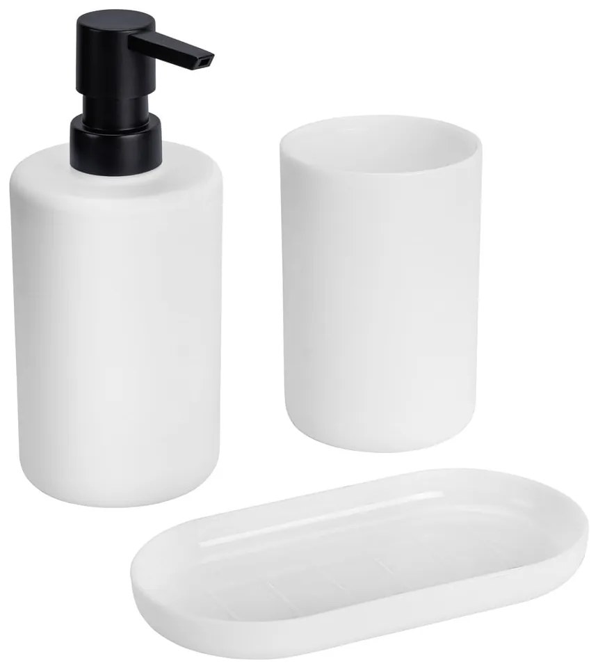 Set di accessori per il bagno bianco opaco in plastica Fano – Allstar