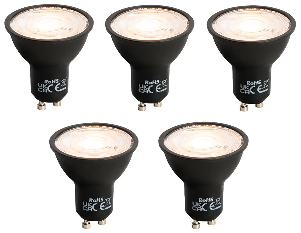 Set di 5 Lampadine LED dimmerabili GU10 nere 6W 500lm 2700K