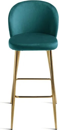 Sgabello in velluto Topazio con struttura in metallo Oro MEGAN 2 pezzi