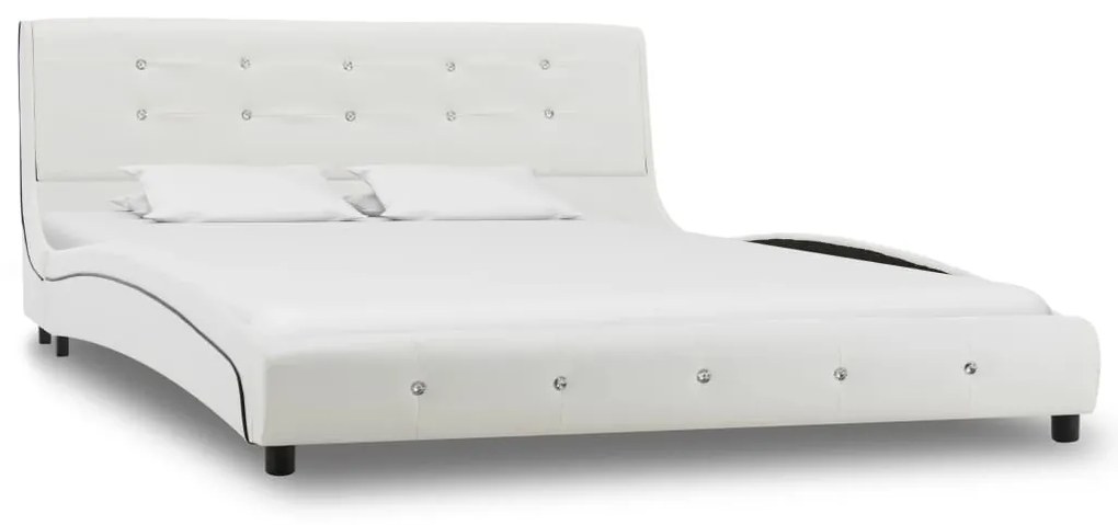 Letto con materasso memory foam bianco in similpelle 140x200 cm