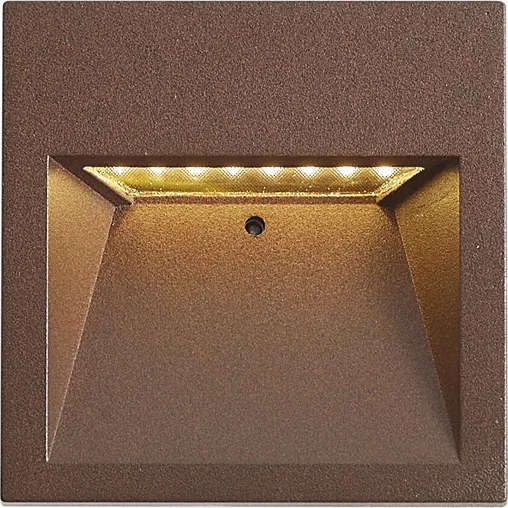 Lampada da parete moderna marrone ruggine quadrata con LED IP54 - Gem