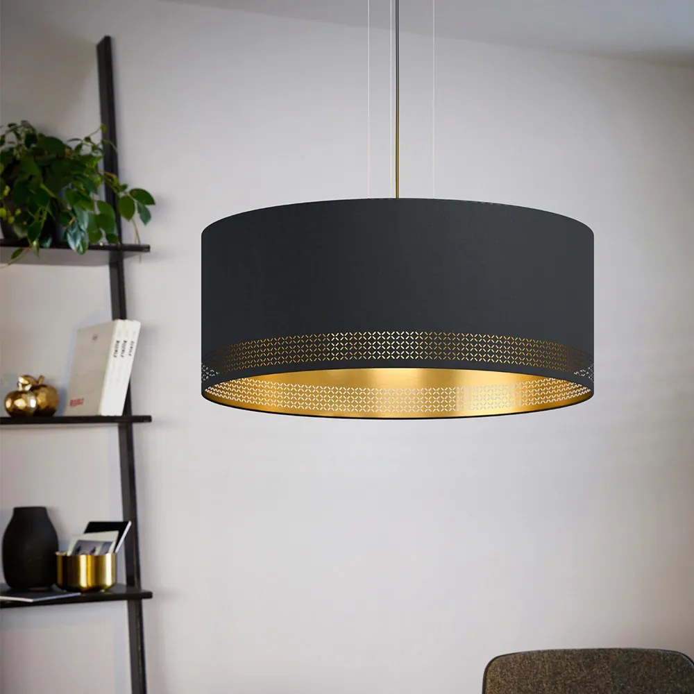 Lampadario Moderno Esteperra 3 Luci Acciaio Nero