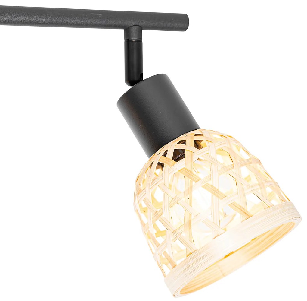 Faretto orientale nero con bambù 3 luci - Rayan