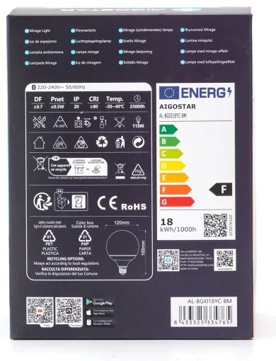 Lampadina LED RGBW dimmerabile MESH G120 E27/18W/230V 6500K + DO - Aigostar