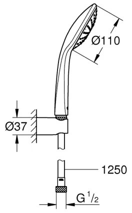 GROHE 27354000 - Set doccia EUPHORIA 110 MONO 1250 mm cromo lucido