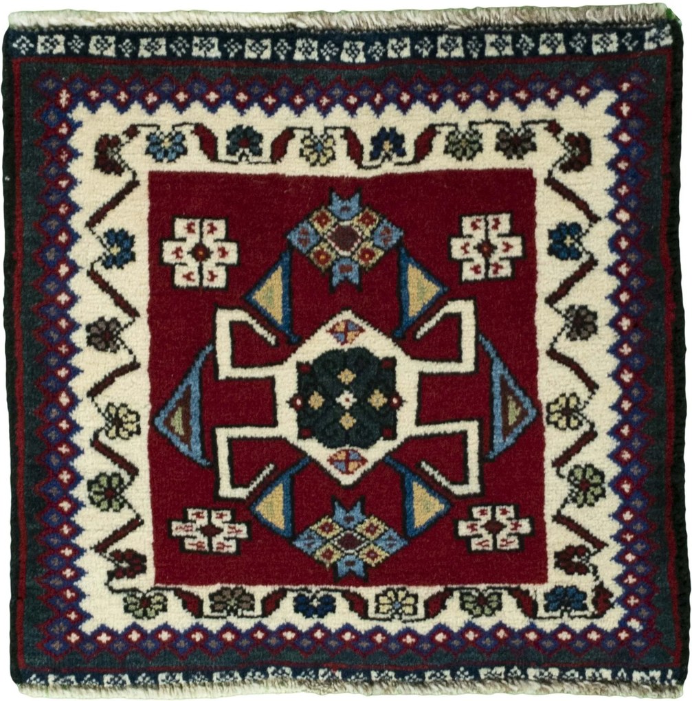 Shiraz Tappeto 50x50 Rosso (Iran) Annodato A Mano