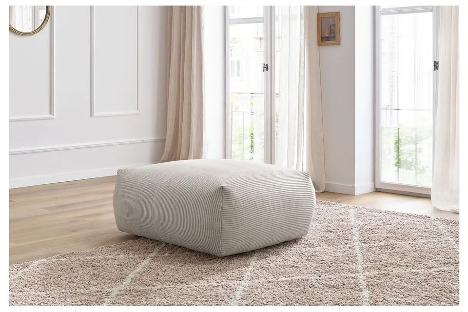 Poggiapiedi color crema con rivestimento in velluto a coste Voltaire – Bobochic Paris