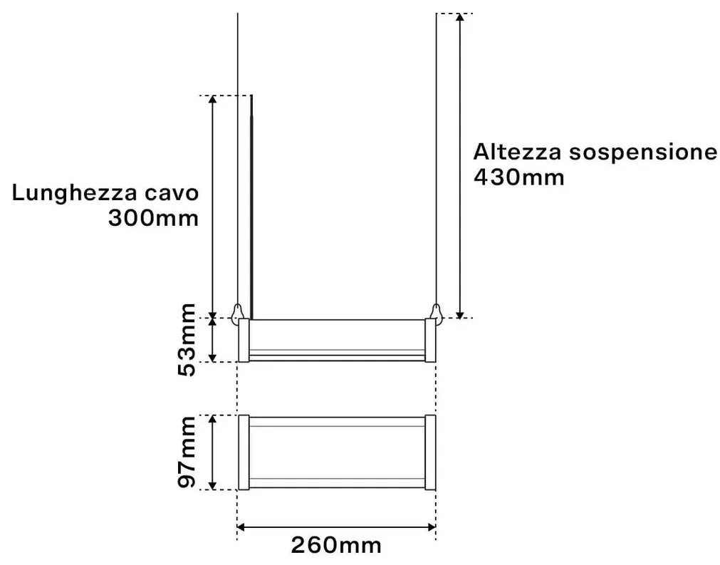 Campana Lineare LED 50W 26cm Sospesa 5.500 lm con Osram chip LED Colore Bianco Freddo 6.000K