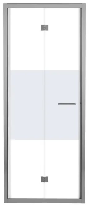 Porta doccia pieghevole Record, L 77-81 cm x H 195 cm x SP 6 mm, profilo cromo, vetro smerigliato