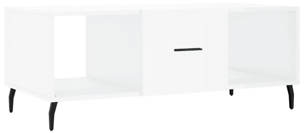 Tavolino da Salotto Bianco Lucido 102x50x40cm Legno Multistrato