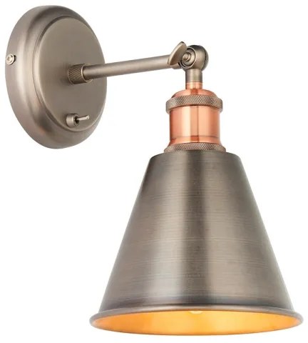 Endon 92866 - Faretto da parete HAL 1xE27/10W/230V cromo opaco/ramato