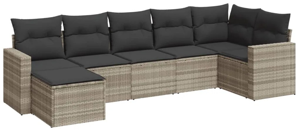 Set divani da giardino 7pz con cuscini grigio chiaro polyrattan