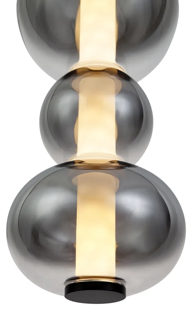 Lampada a sospensione Art Déco nera con vetro fumé e trasparente 3 luci con LED - Lizzy