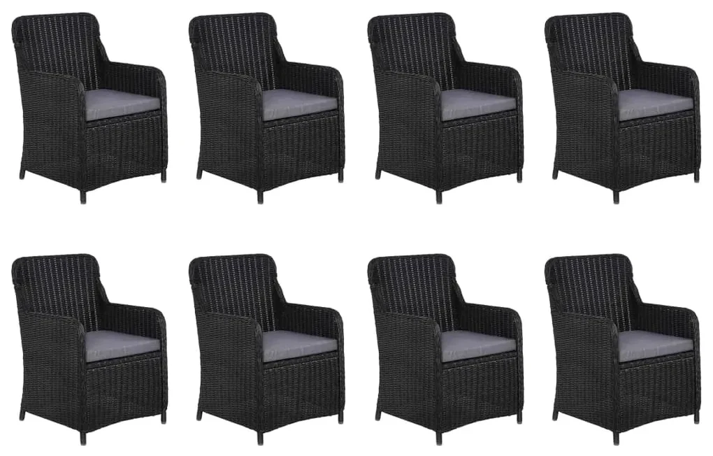 Set da pranzo da giardino 9 pz in polyrattan nero