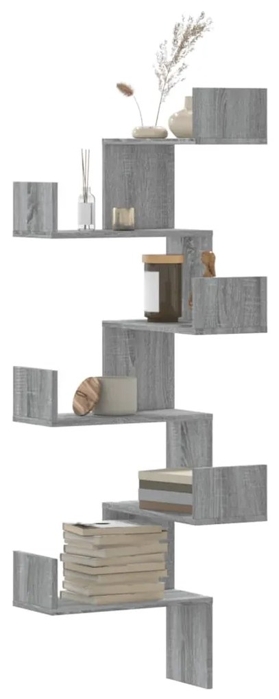 Scaffale Angolare Muro Grigio Sonoma 45x45x147 Cm Multistrato /