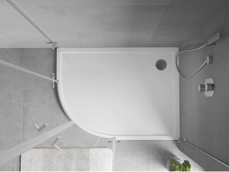 Mexen Flow piatto doccia semicircolare asimmetrico slim destro 90 x 80 cm, bianco lucido - 46Q108090R