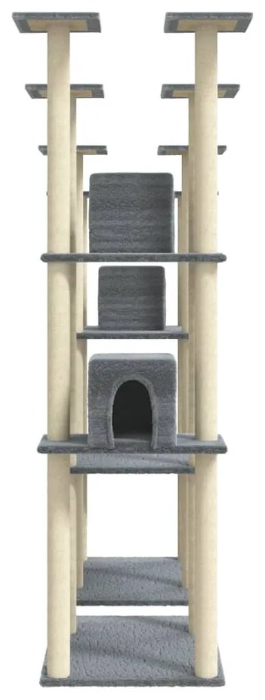 Albero per gatti con tiragraffi in sisal grigio chiaro 174 cm