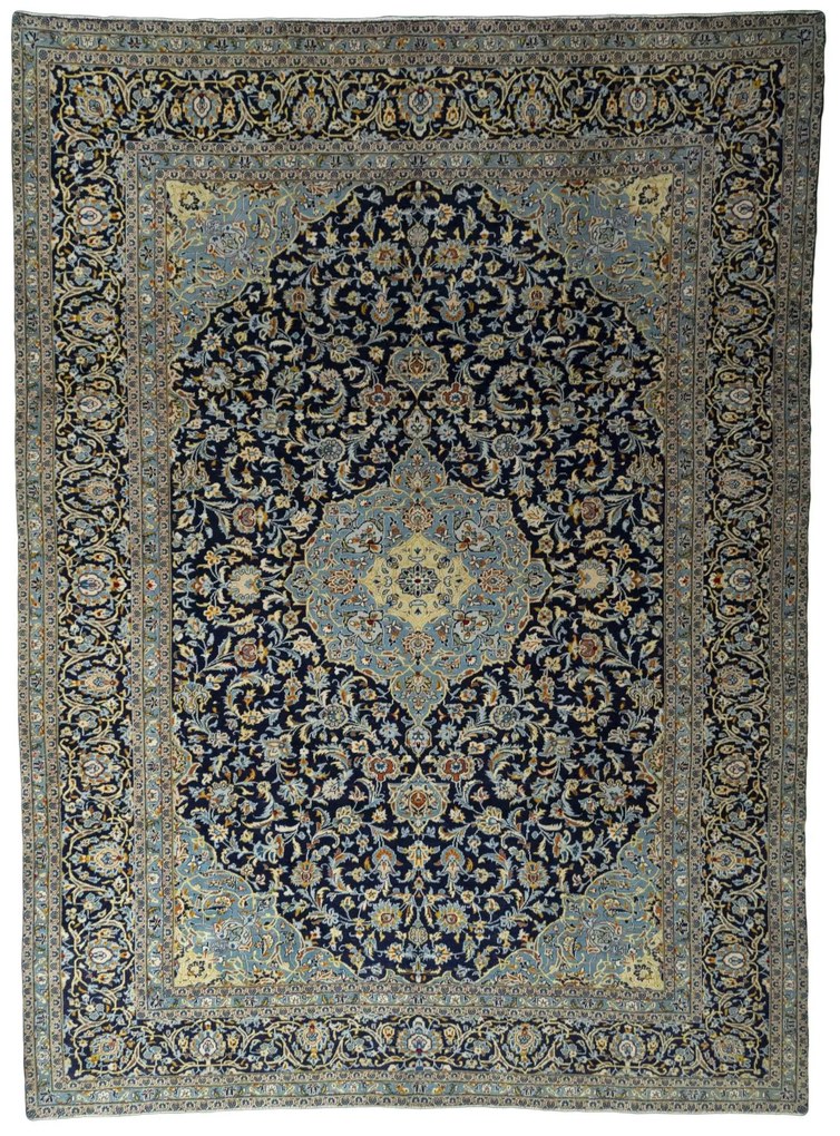 Kashan Tappeto persiano 300 x 410 Blu (Iran) Annodato A Mano