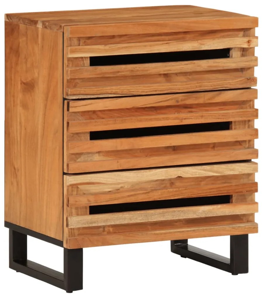 Comodino 50x34x62 Cm İn Legno Massello Di Acacia /