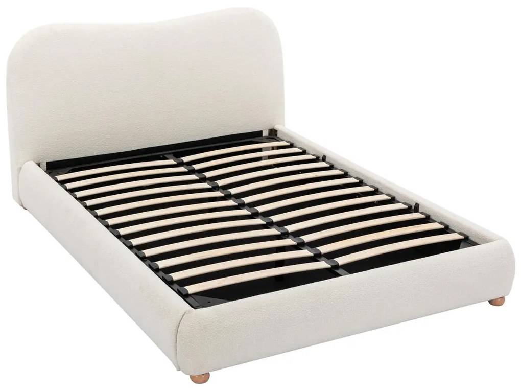 Letto con contenitore 160 x 200 cm Tessuto bouclette Bianco - VANARI